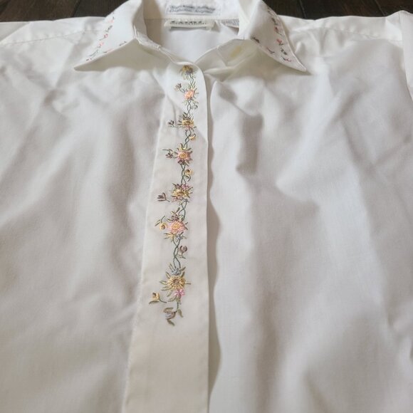 Vintage Tabi International Button Down Shirt - Pink and Rose Embroidery - Picture 3 of 7